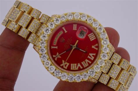 iced bezel red face rolex day date 2 replica|rolex day date diamond bracelet.